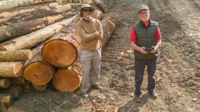 The Wilderness Committee's Joe Foy and Geoff Senichenko in logged spotted owl habitat in Nahatlatch Valley.