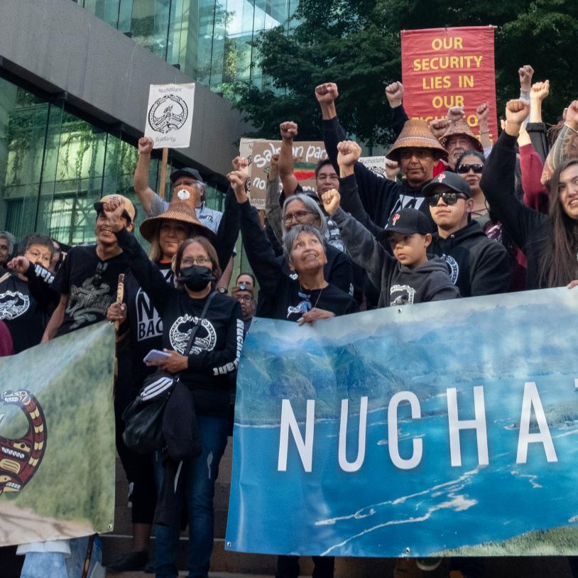Rally at Nuchatlaht Nation rally at Vancouver courthouse