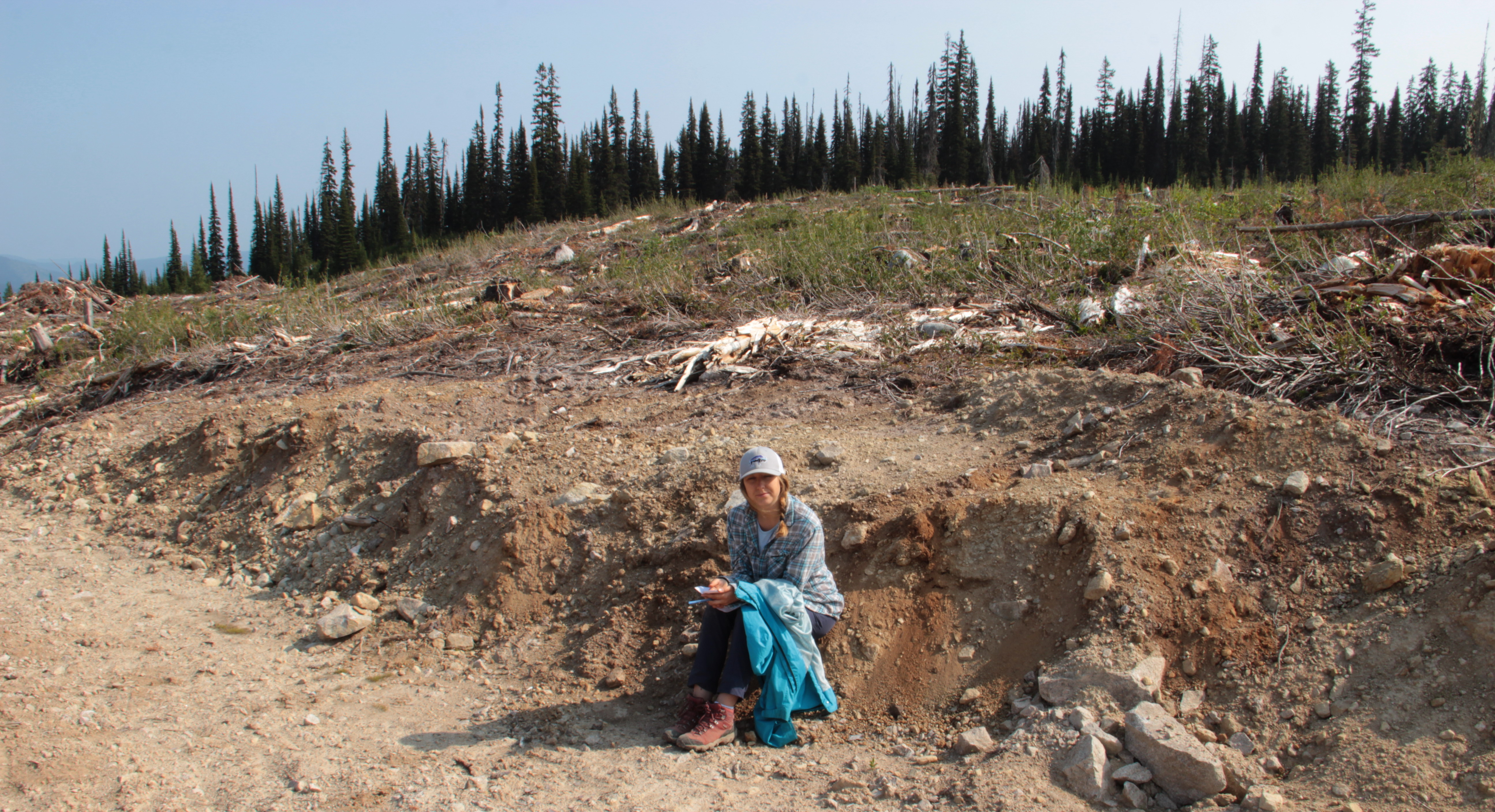 Charlotte Dawe in recently logged caribou habitat near Wells Gray Provincial Park