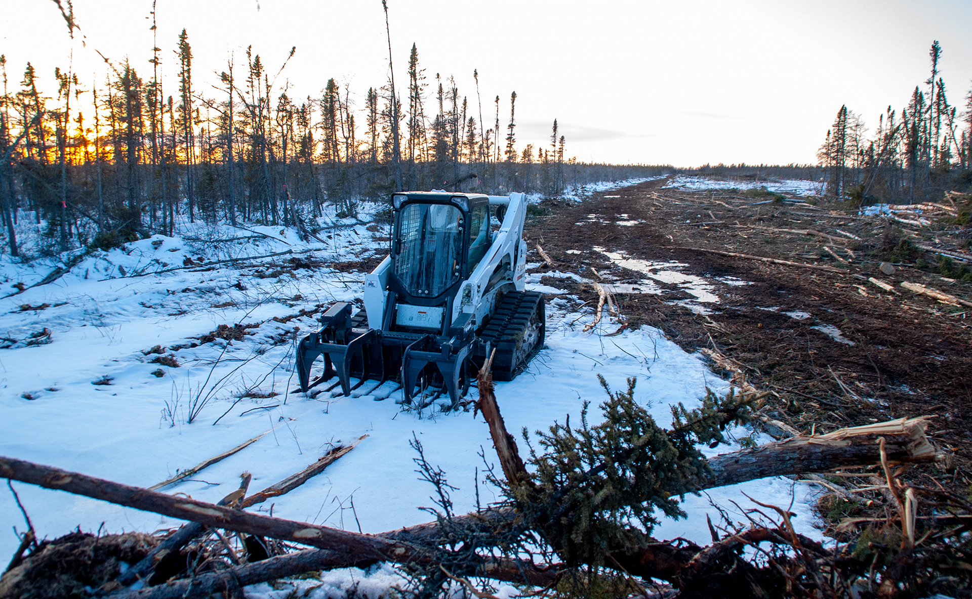 Bulldozing in a peatbog