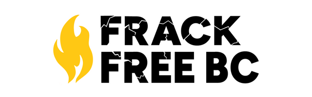 A logo of FFBC. Text says "Frack Free BC" with a yellow fire logo beside it. End of image description.