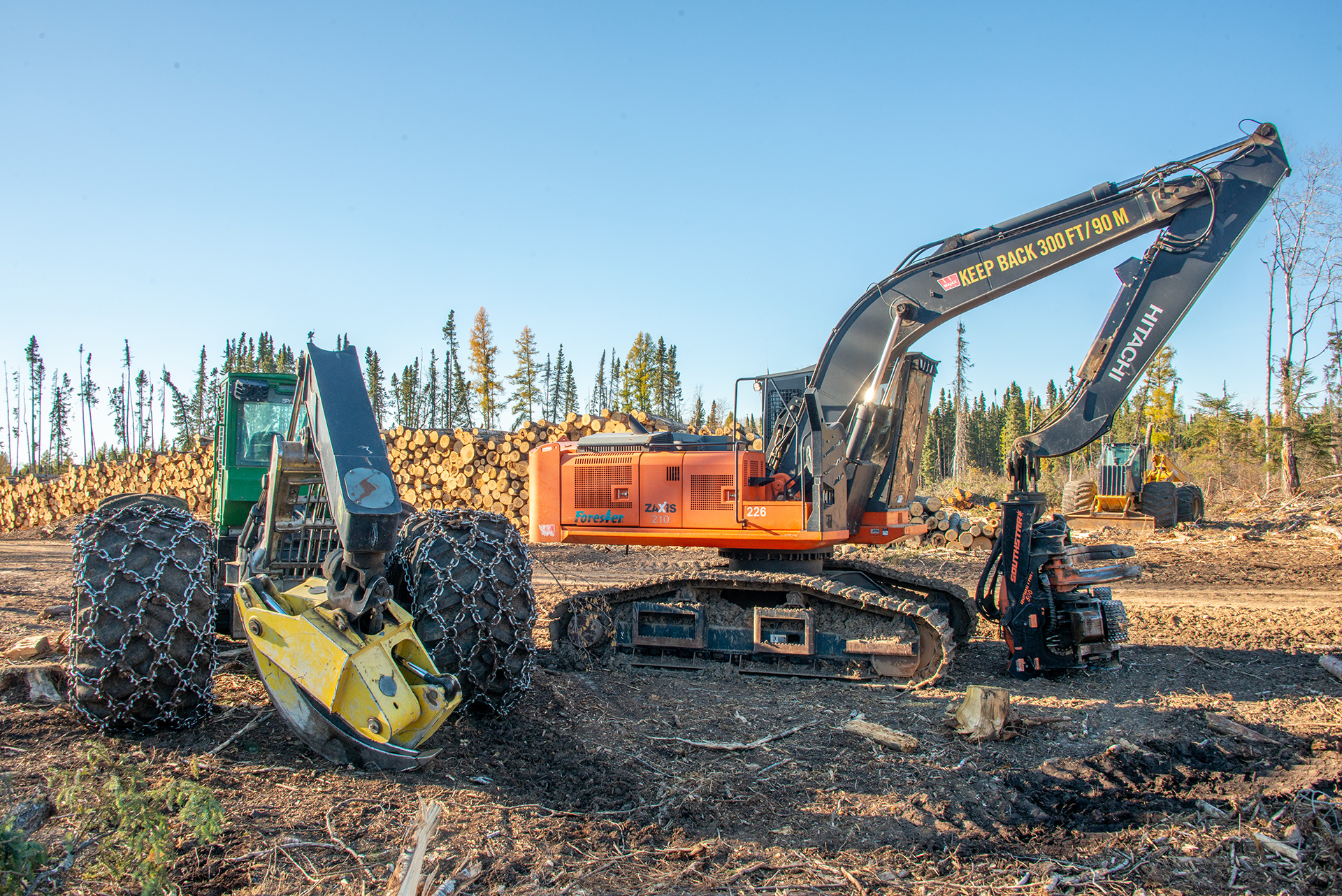 A feller buncher inside Duck Mountain Provincial Park in October 2022