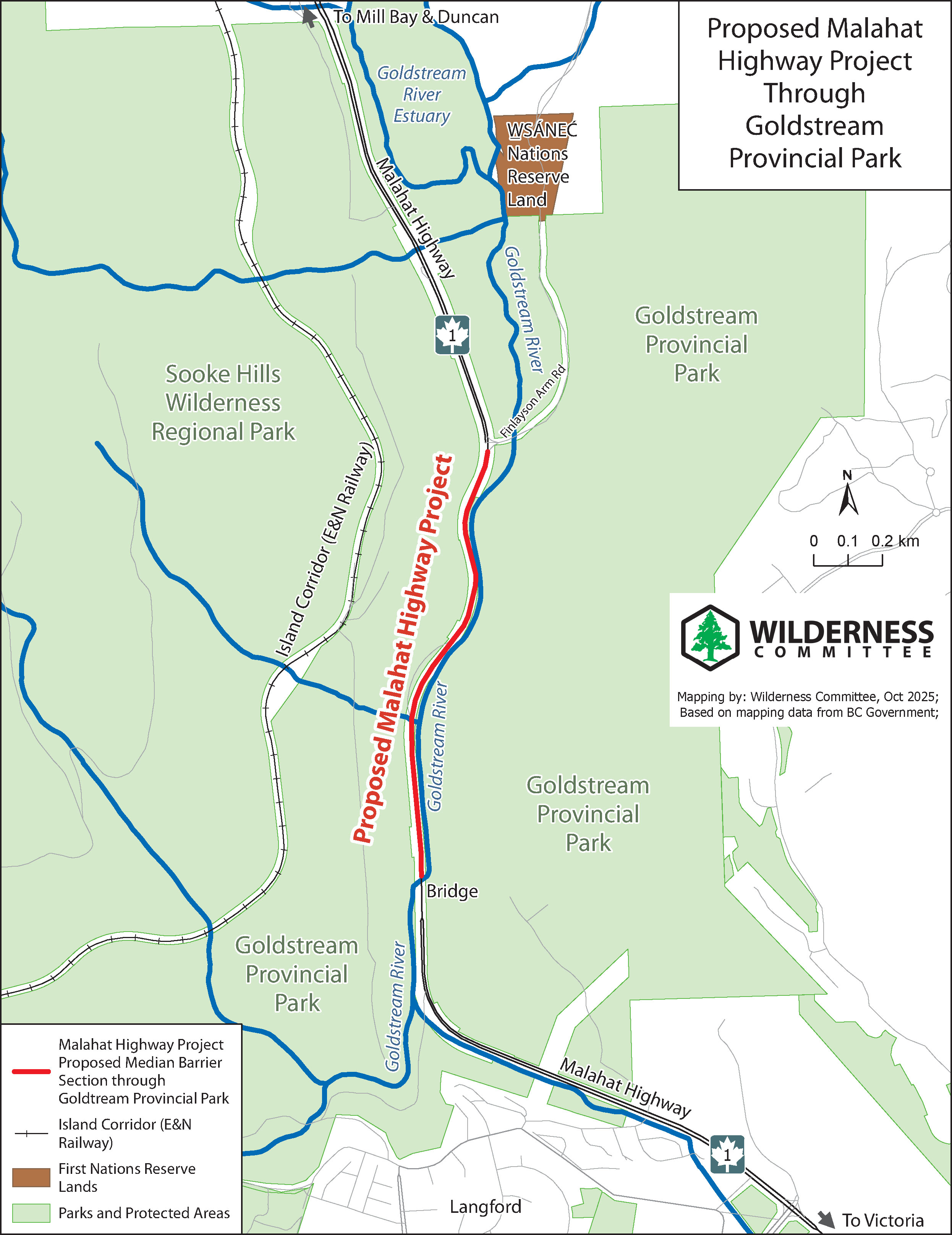 Proposed Malahat Highway Project Through Goldstream Provincial Park Map