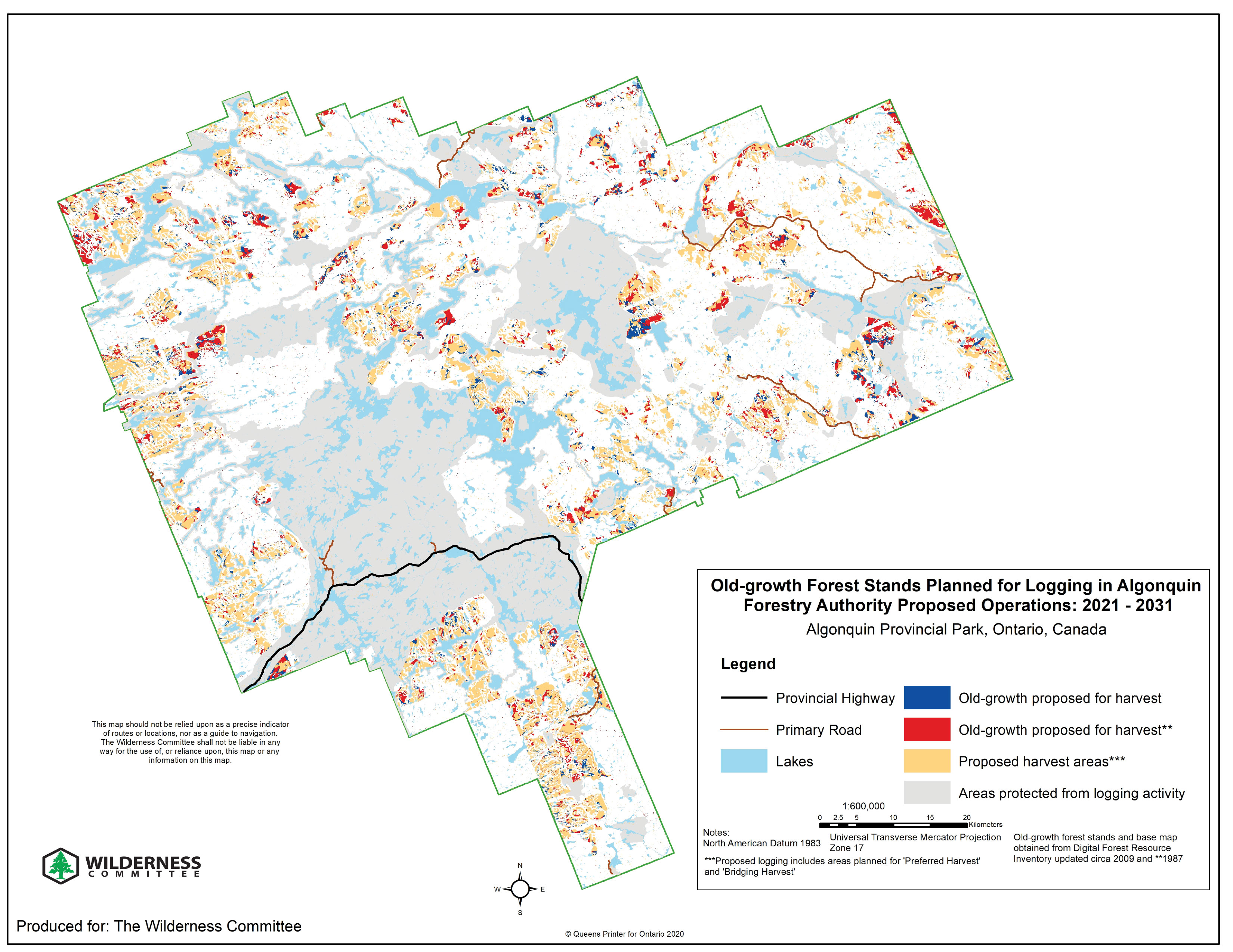 Algonquin Old-Growth Forest Planned for Logging 2021-2031 Map