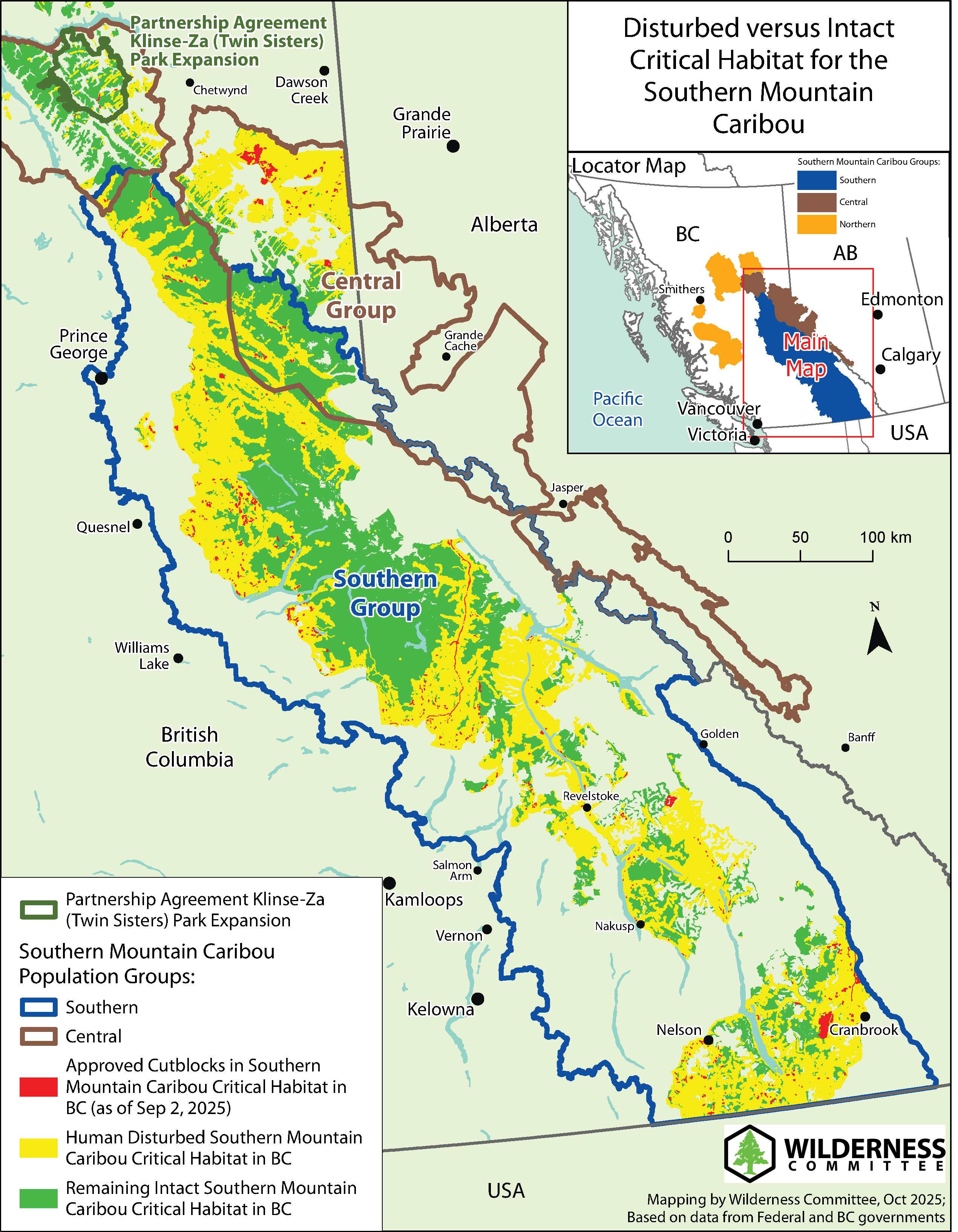 Southern Mountain Caribou Disturbed vs Intact Critical Habitat