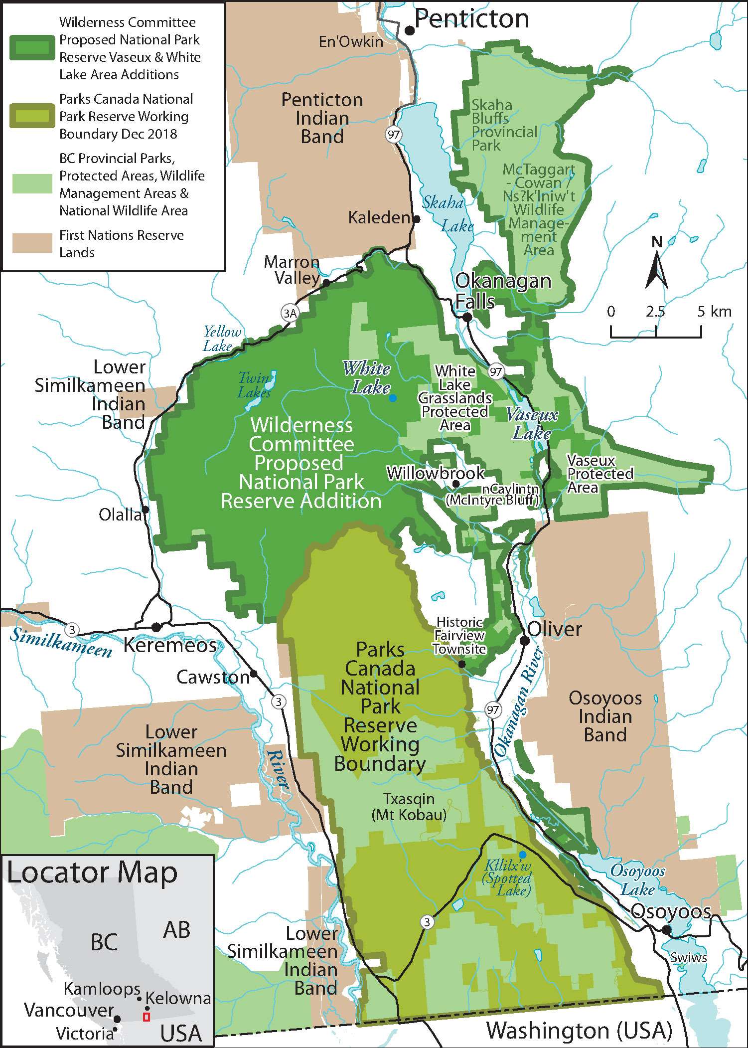 Proposed South Okanagan-Similkameen National Park Reserve Map