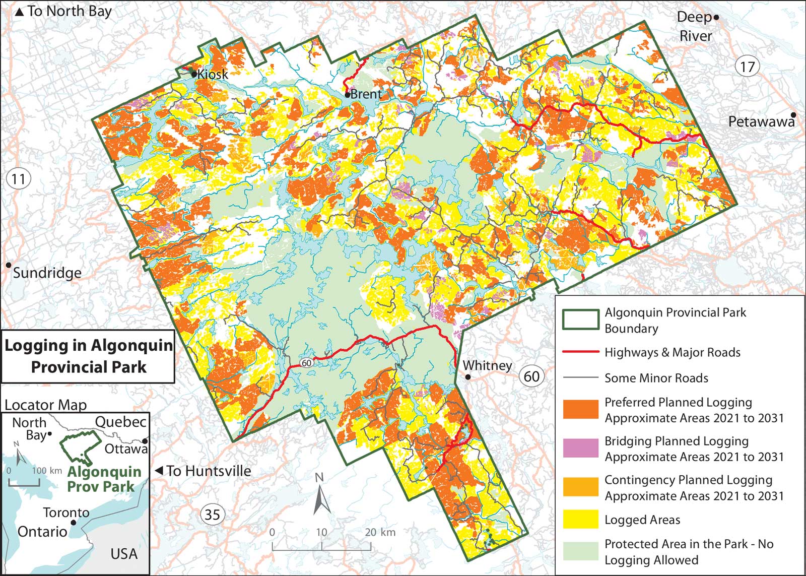Map of Algonquin Park Logging