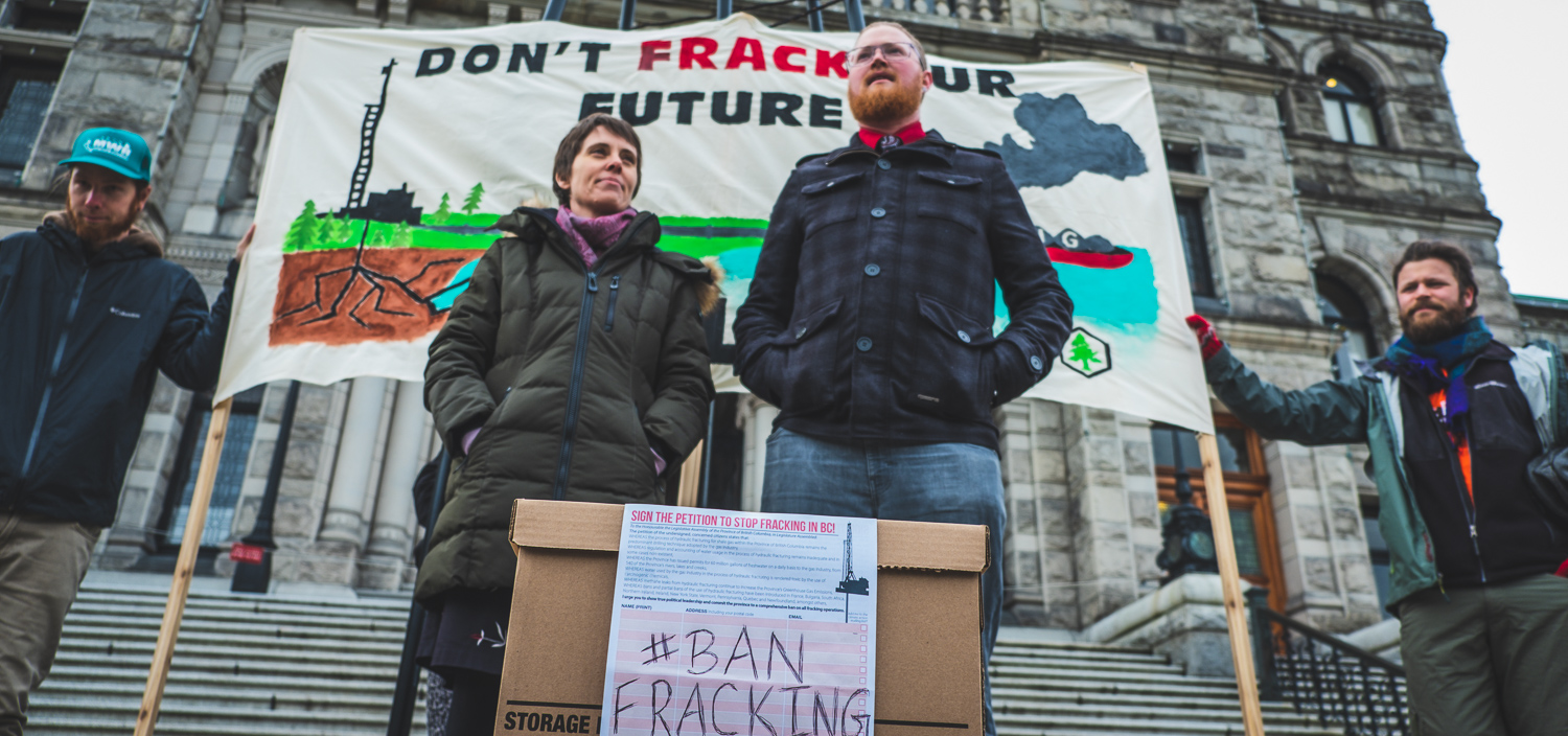 Fracking petition hand in at the Victoria Legislature