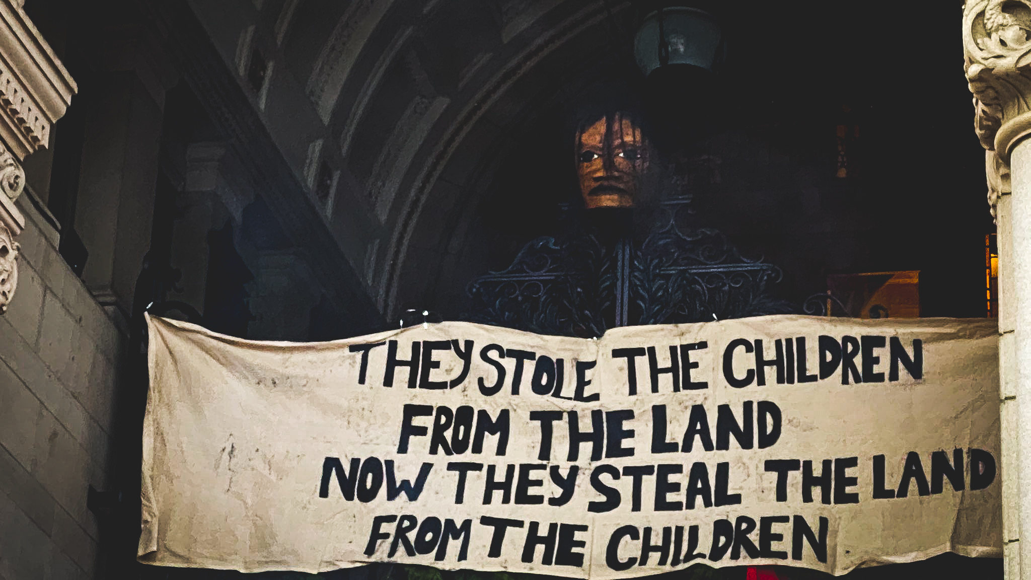 They stole the children from the land, now they steal the land from the children sign