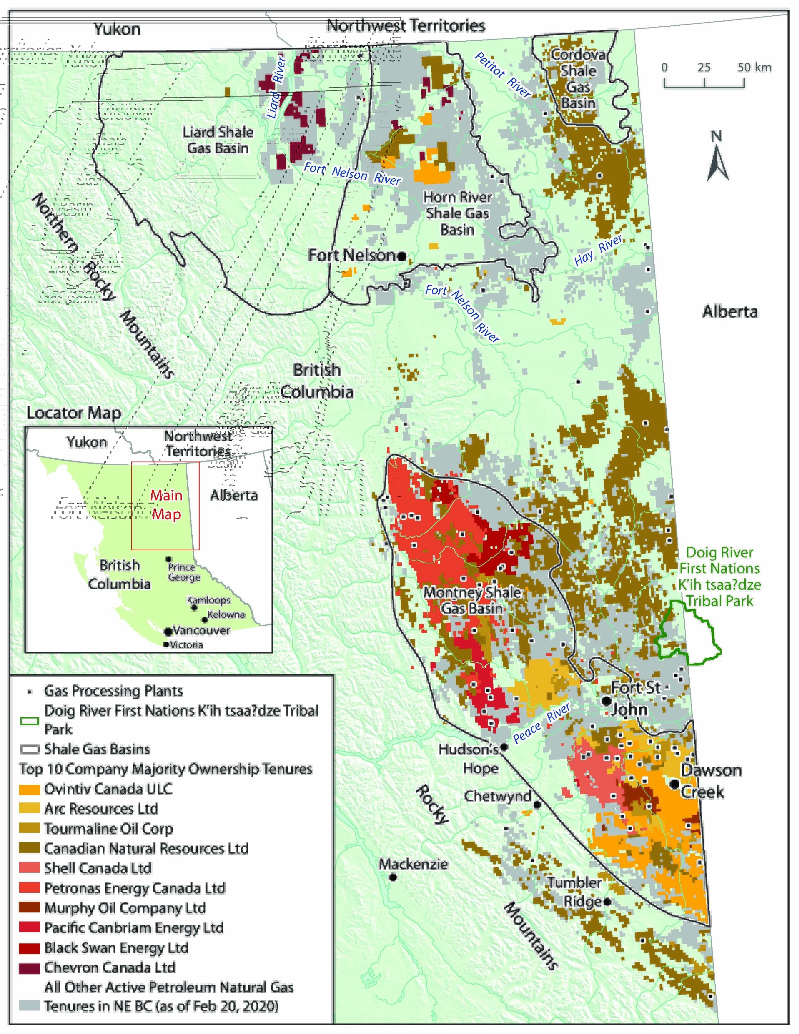 Map of fracking in BC