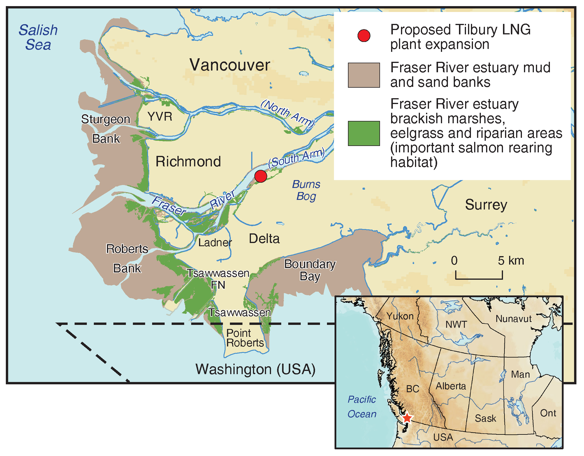 Proposed Tilbury LNG plant and impact to Fraser Estuary Map