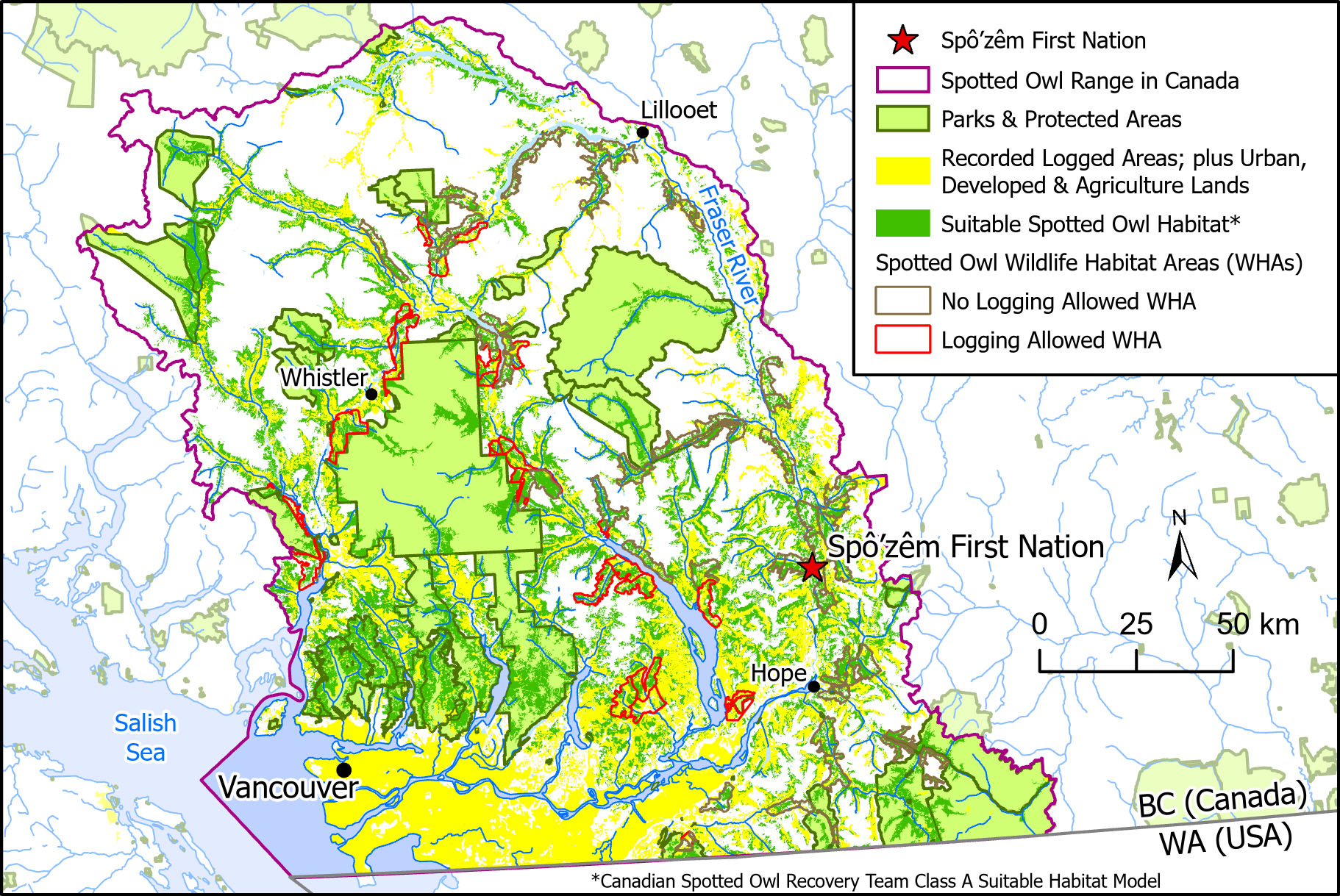 Spotted owl habitat in BC