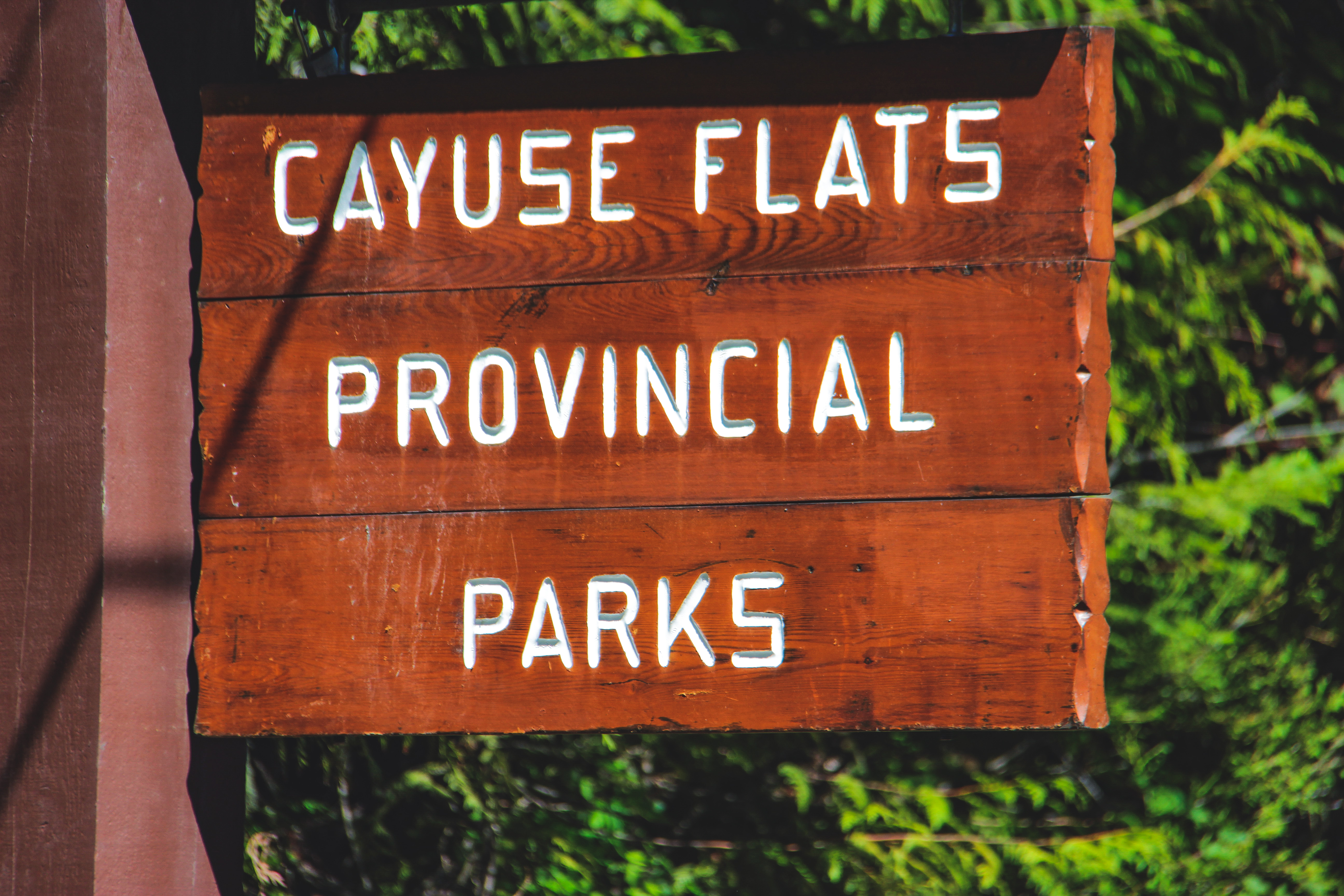 Cayuse Flats Provincial Parks sign