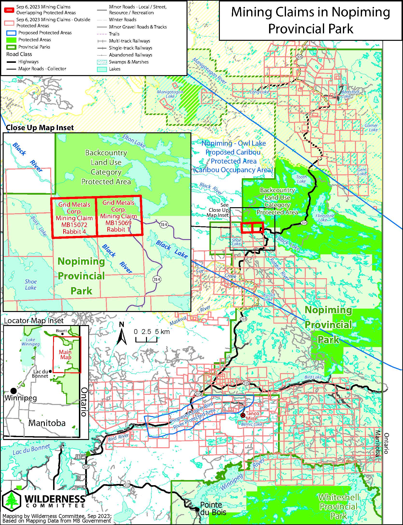 Mining claims in Nopiming Provincial Park