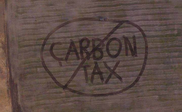 Buleya, Sask. farmer Wyatt Gorrill put the words "Carbon Tax" in the crops on one of his fields and put a line through it making sure everyone knew that he is against the carbon tax.