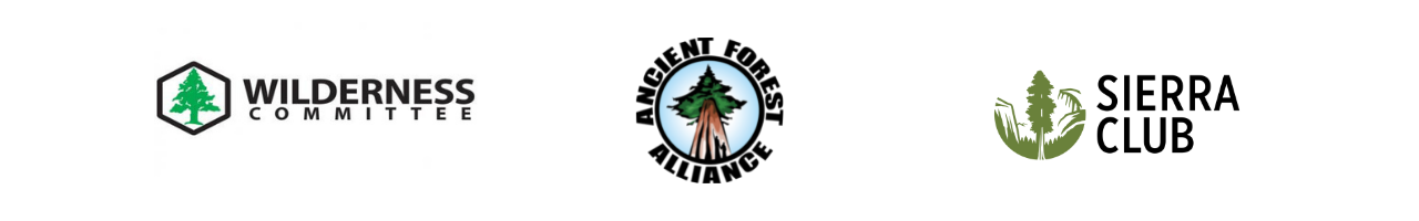 joint logos: Wilderness Committee, Ancient Forest Alliance, Sierra Club BC
