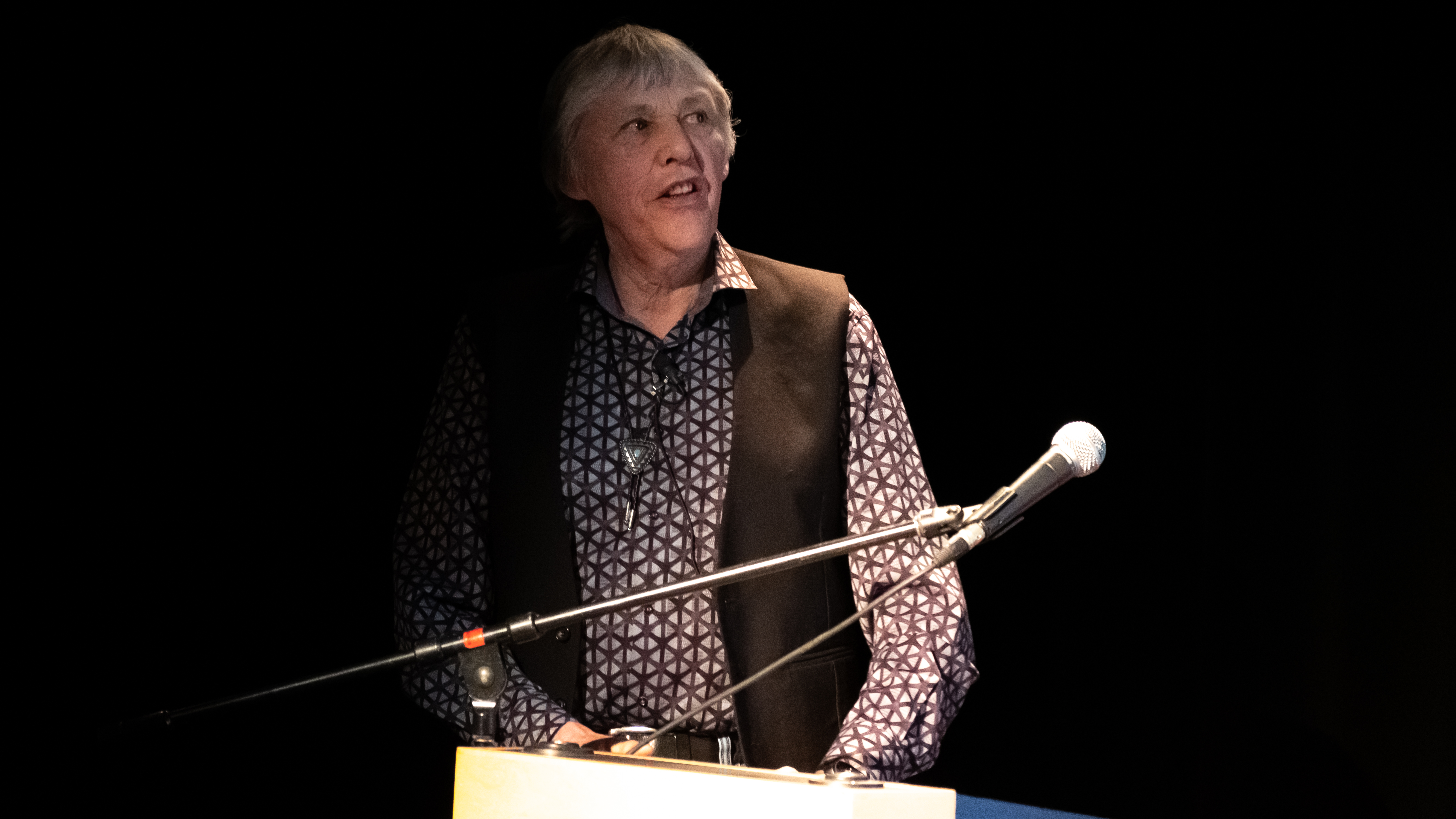 former-Chief Ken Cameron speaking at a press conference in 2019 about the caribou partnership agreement