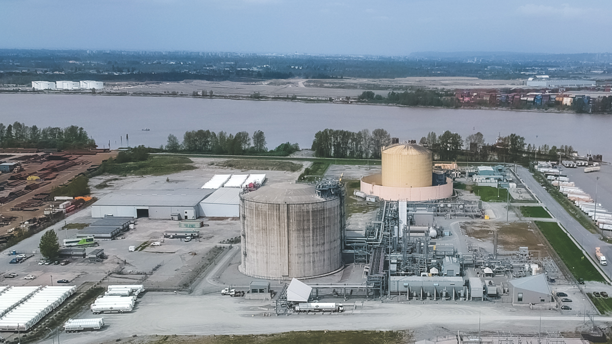 A shot of Tilbury LNG from the sky. End of image description.