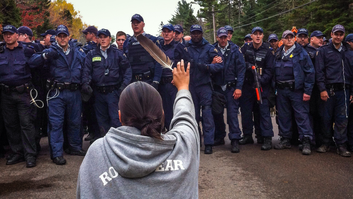 Courtesy of APTN Elsipogtog First Nation Resident Amanda Polchies (Fracking protest New Brunswick)