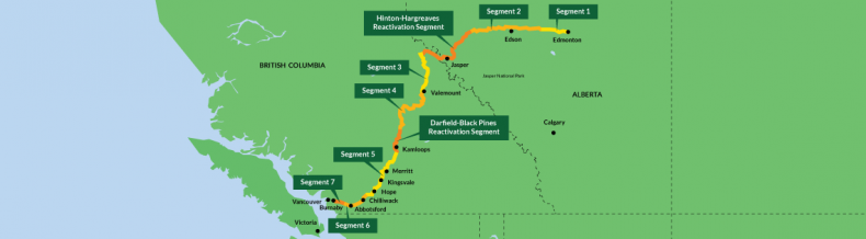 The Trans Mountain pipeline expansion project runs from Edmonton to Burnaby, B.C. Map from Government of Canada