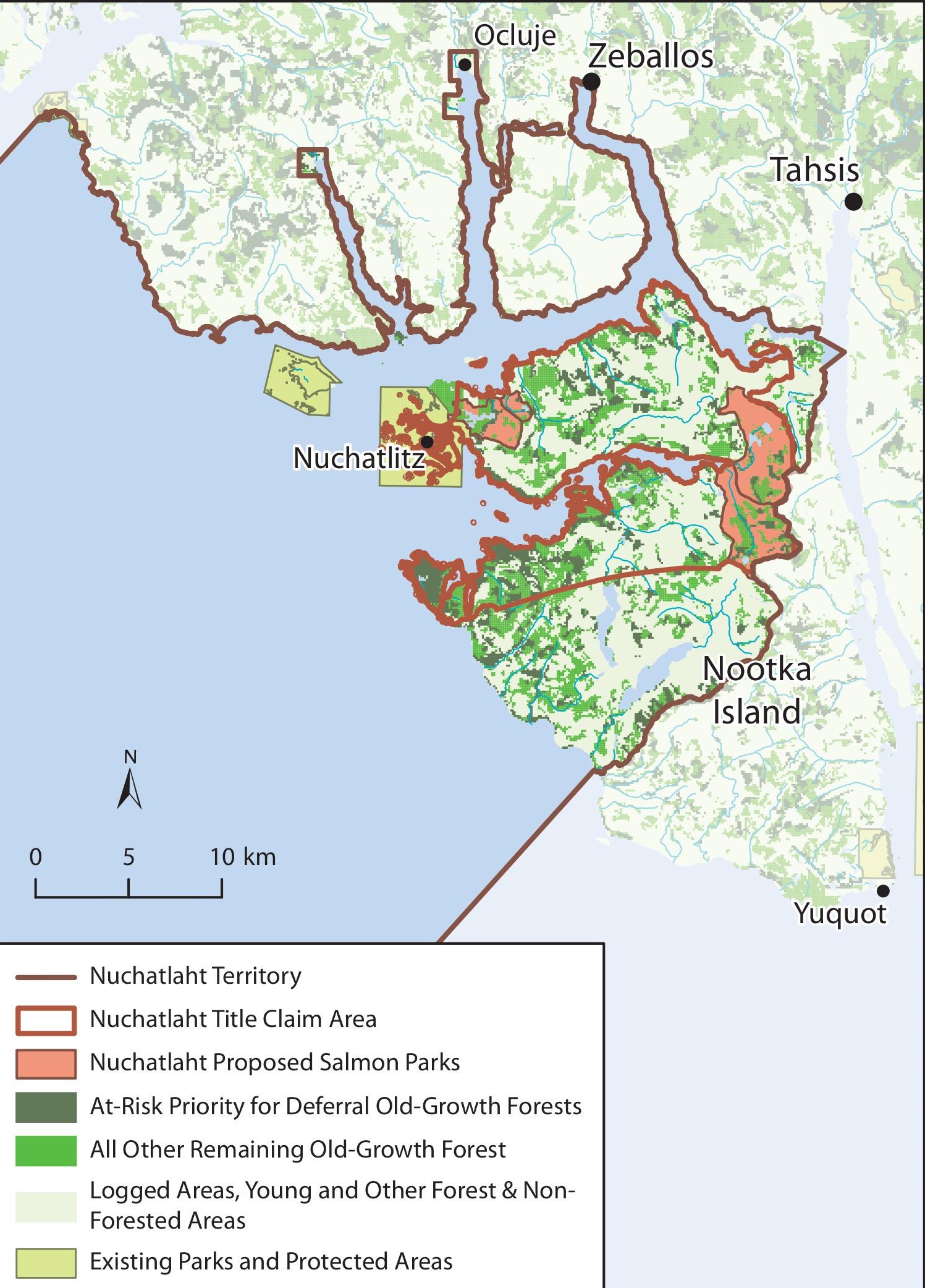 A map of the Nuchatlaht's traditional territory. End of image description,