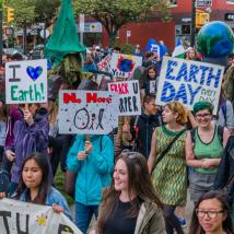 Lots of people at an Earth Day parade