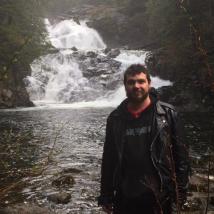Chad Carney-Leahy in front of a waterfall
