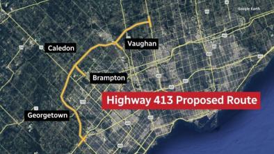 Planned route for Highway 413