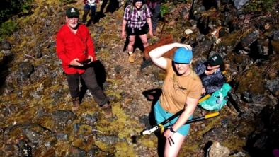 Trail builders in Silverdaisy Valley, BC