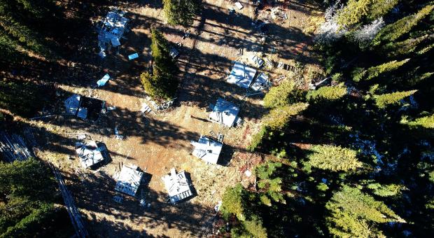 Abandoned mine camp in the Donut Hole