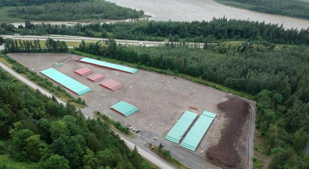 Trans Mountain pipe storage area. Located between Chilliwack and Hope.