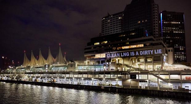 Clean LNG is a dirty light projected onto Canada Place. 
