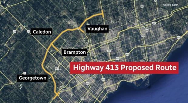 Planned route for Highway 413