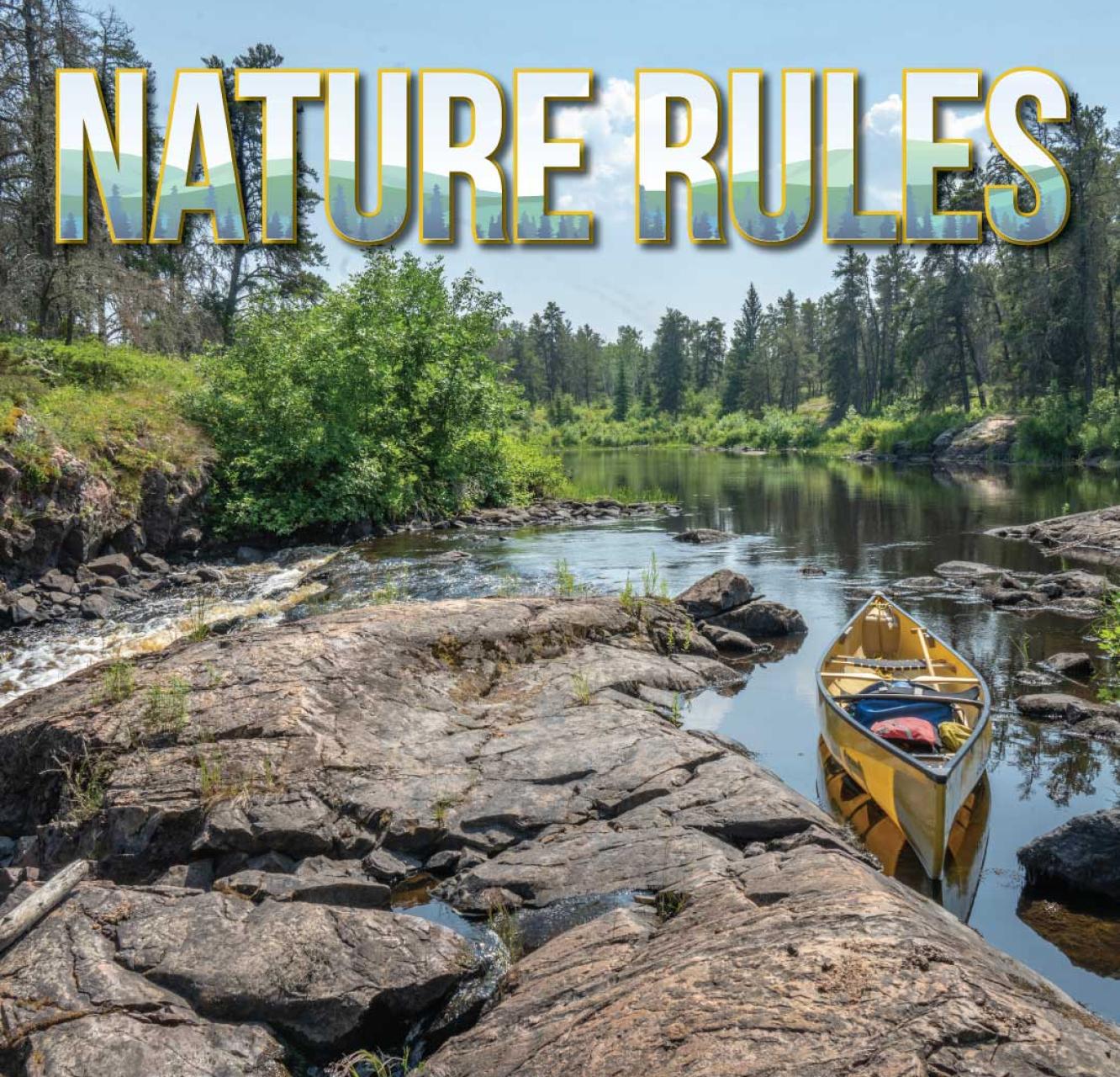 A yellow canoe anchored on Rice River, Hollow Water First Nation Territory