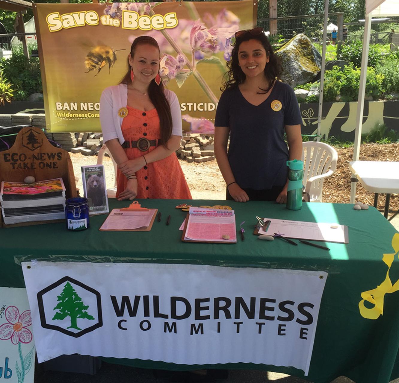 volunteers at save the bees tabling event