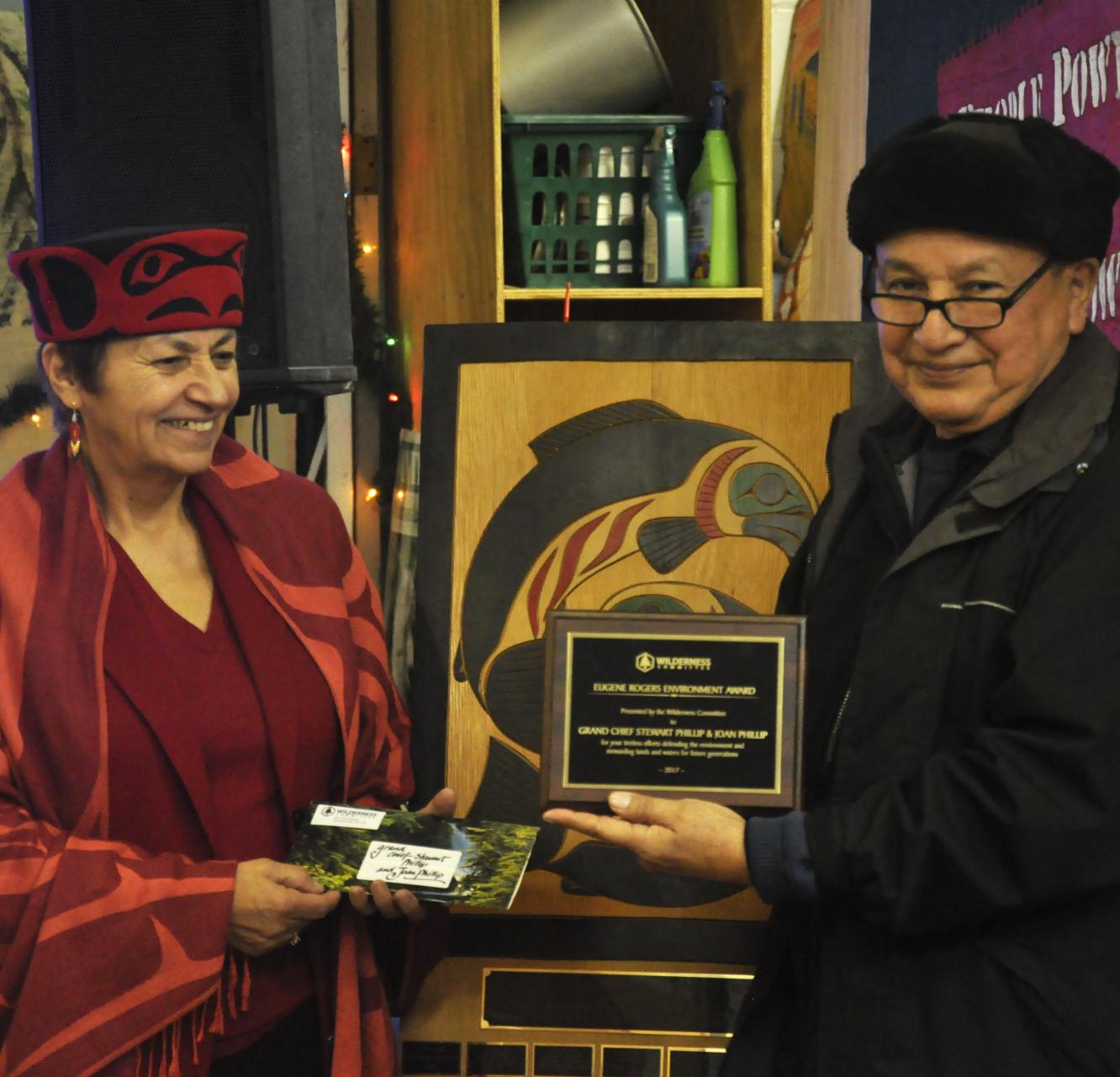 Presenting the Eugene Rogers Environmental Award to Grand Chief Stewart Phillip and Joan Phillip