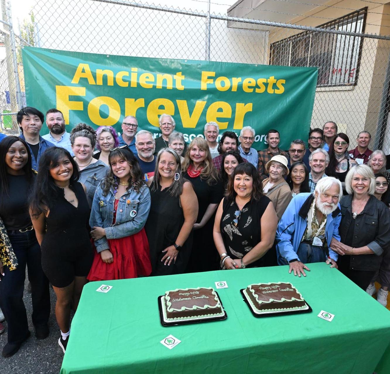 A group photo from the Wilderness Committee's 45th Anniversary celebration. End of description.