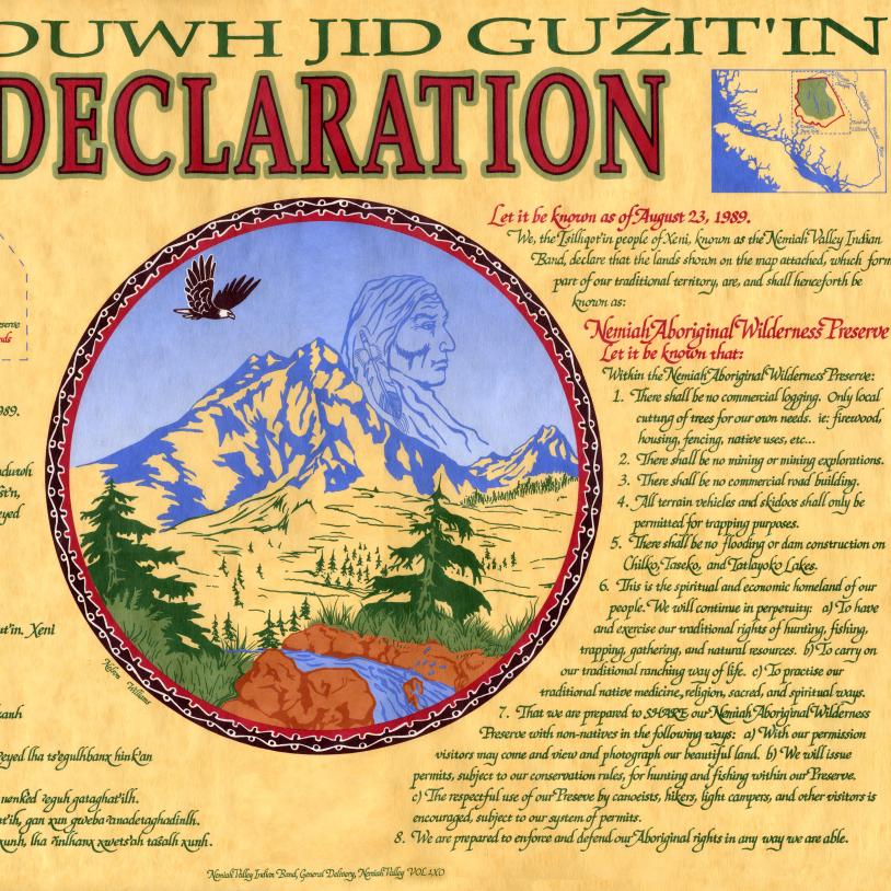 Nemiah Indigenous wilderness preserve declaration