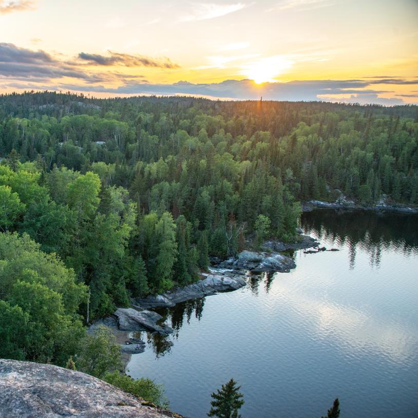 Landscape image of sunset at Tulabi Bird Lake, MB