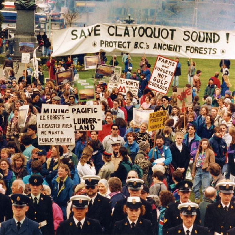 Rally for Clayoquot Sound on legislature lawn