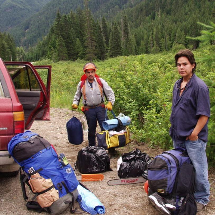 Trail clearing crew getting ready to hike up the Ghost Pass Lake Trail.